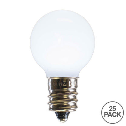 Vickerman G30 Cool White Ceramic LED Nickel Base Bulb E12 120V  .6 Watts 25 Bulbs per Pack.