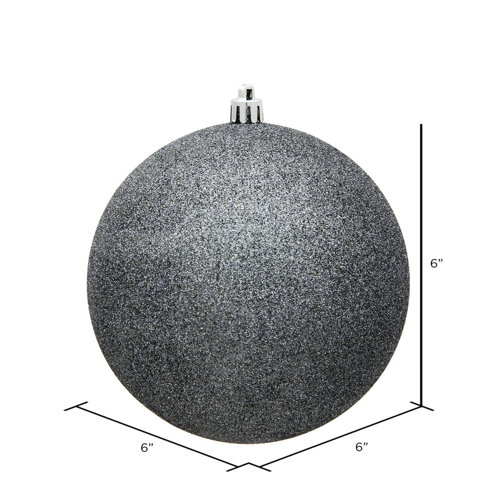 Vickerman 6" Pewter Glitter Ball Ornament 4 per Bag