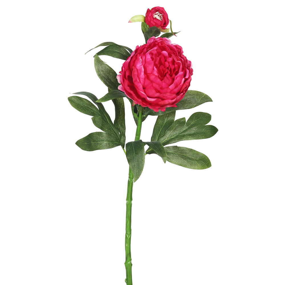 Vickerman 24" Artificial Hot Pink Peony Stem Set of 3