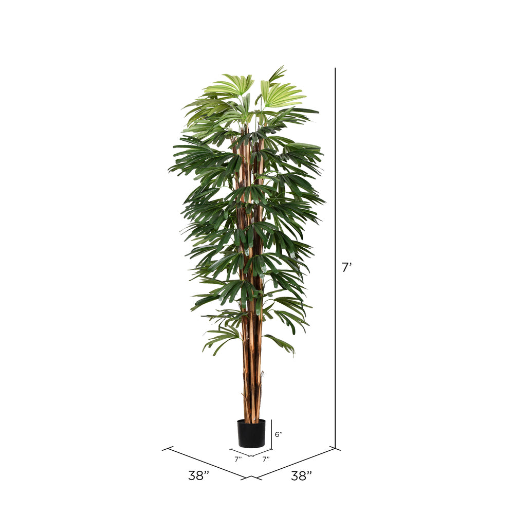 Vickerman 7' Artificial Artificial Potted Rhaphis Tree.