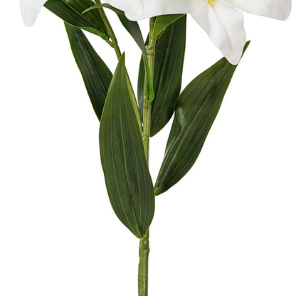 Vickerman 36'' Artificial White and Yellow Real Touch Lily Spray. Includes 2 sprays per pack.