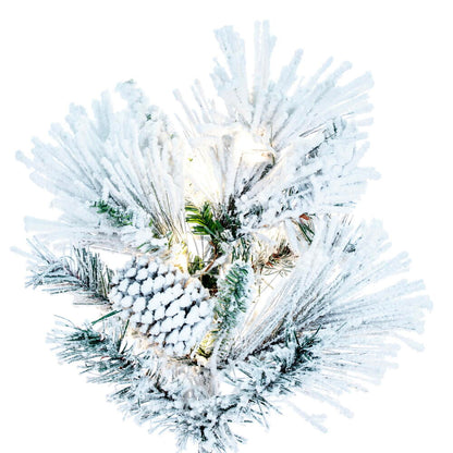 Vickerman 7.5' x 49" Flocked Atka Slim Artificial Christmas Tree Warm White LED lights.