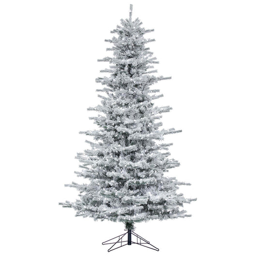 Vickerman 8.5' Flocked Sierra Fir Artificial Christmas Tree with Pure White Single Mold LED lights