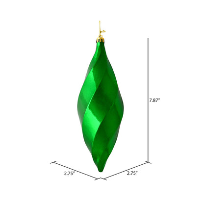 Vickerman 8" Green Shiny Swirl Finial Ornament Pack of 6
