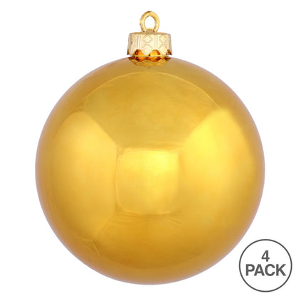 Vickerman 4.75" Antique Gold Shiny Ball Ornament 4 per Bag