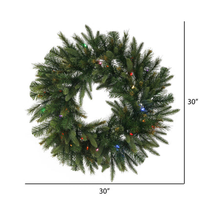 Vickerman 30" Cashmere Artificial Christmas Wreath Multi-Colored Dura-lit LED Lights