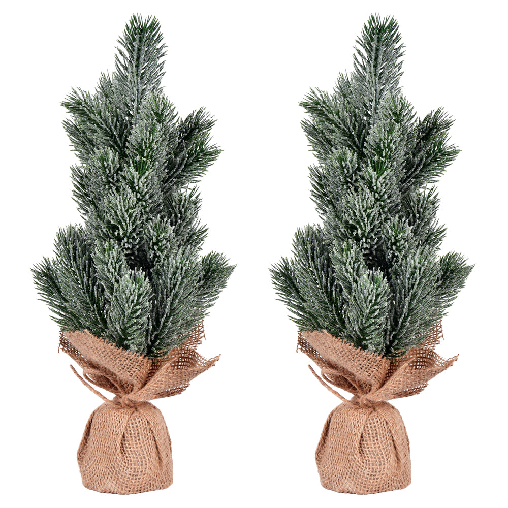 Vickerman 15" Frosted Spruce Sapling Artificial Christmas Tree Unlit 2 Pack
