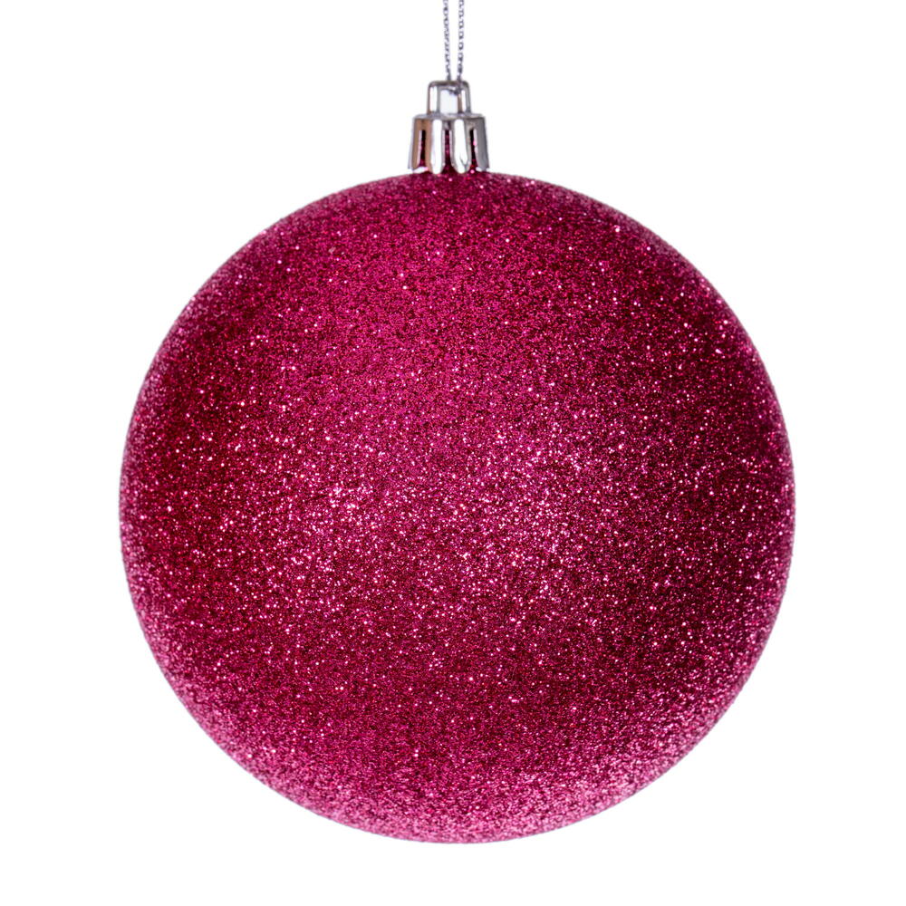 Vickerman 4" Hot Pink 4-Finish Ball Ornament 12 per box.