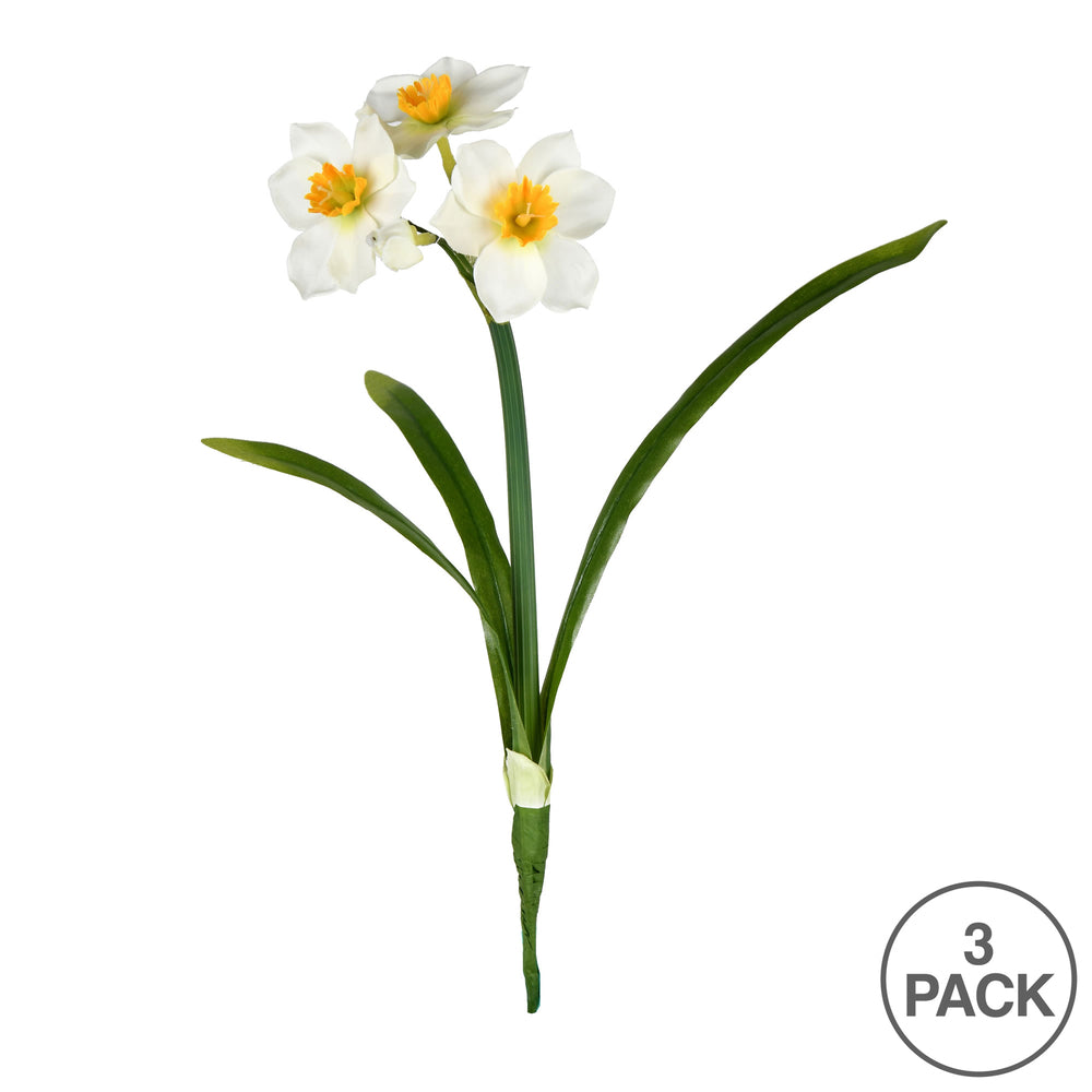 Vickerman 13‘’ Artificial Cream Narcissus Spray. Includes 3 sprays per pack.