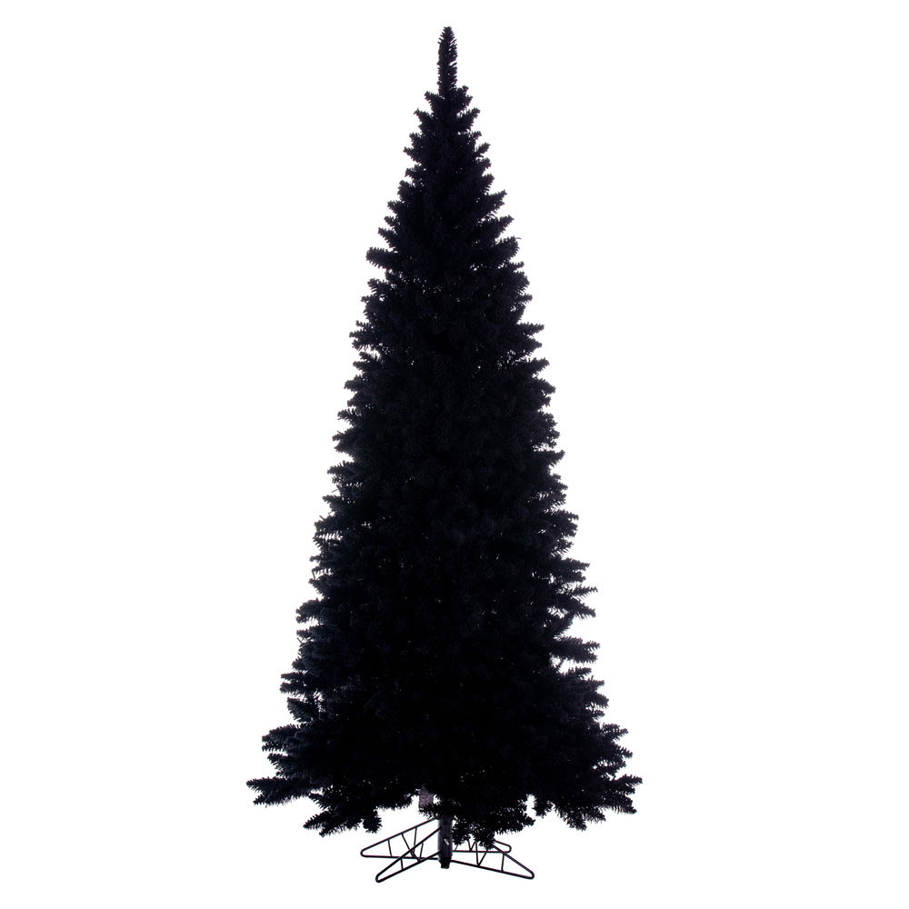 Vickerman 6.5' x 35" Flocked Black Fir Slim Artificial Unlit Christmas Tree.