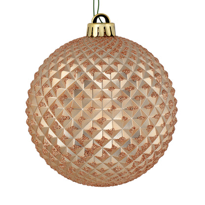 Vickerman 6" Café Latte Durian Glitter Ball Ornament 4 per Bag