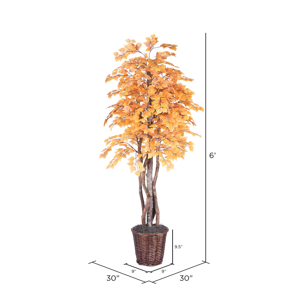 Vickerman 6' Artificial Golden Aspen Executive Rattan Basket.