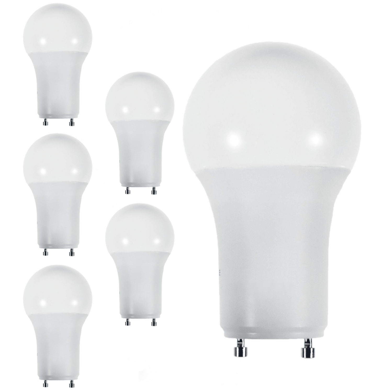 Damar A19 LED Light Bulb 9.5W 800 Lumen 2 Prong Twist Lock GU24 Base 6500K Daylight for Home Bedroom Ceiling Light Bulb 120V CRI80 230° Beam Angle White Finish Pack of 6