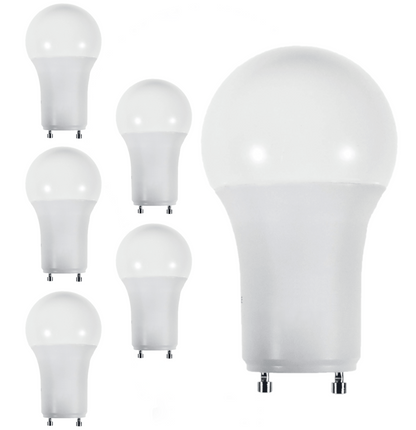 Damar A19 LED Light Bulb 9.5W 800 Lumen 2 Prong Twist Lock GU24 Base 6500K Daylight for Home Bedroom Ceiling Light Bulb 120V CRI80 230° Beam Angle White Finish Pack of 6