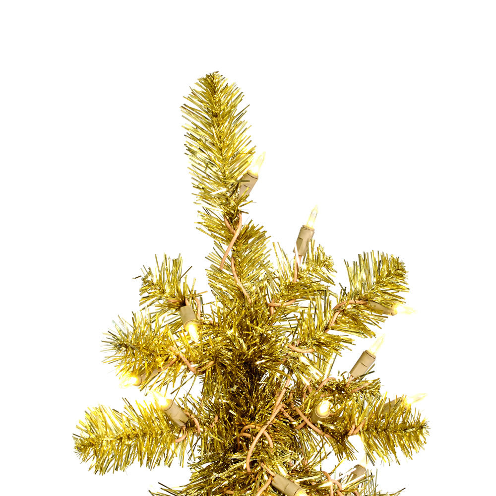 Vickerman 6' Champagne Upside Down Artificial Christmas Half Tree Warm White Dura-lit LED Lights