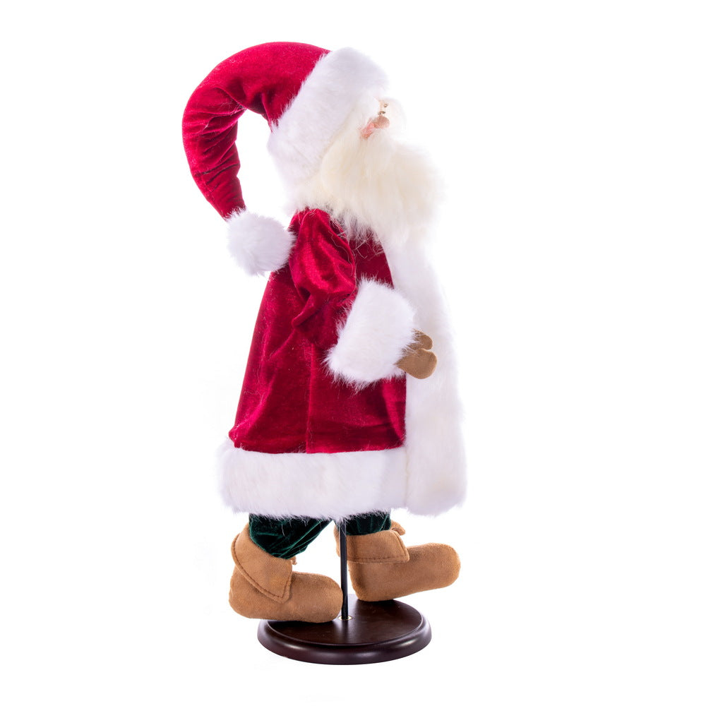 Vickerman 18" Red Plaid Velvet Santa Doll with Stand. This santa has glasses stand is removeable.