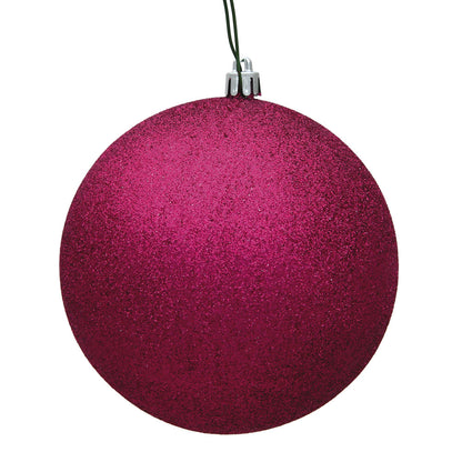 Vickerman 6" Fuchsia Glitter Ball Ornament 4 per Bag