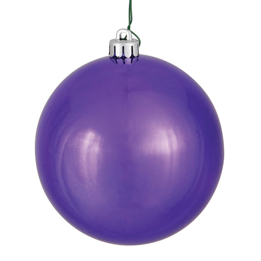 Vickerman 4" Plum Shiny Ball Ornament 6 per Bag