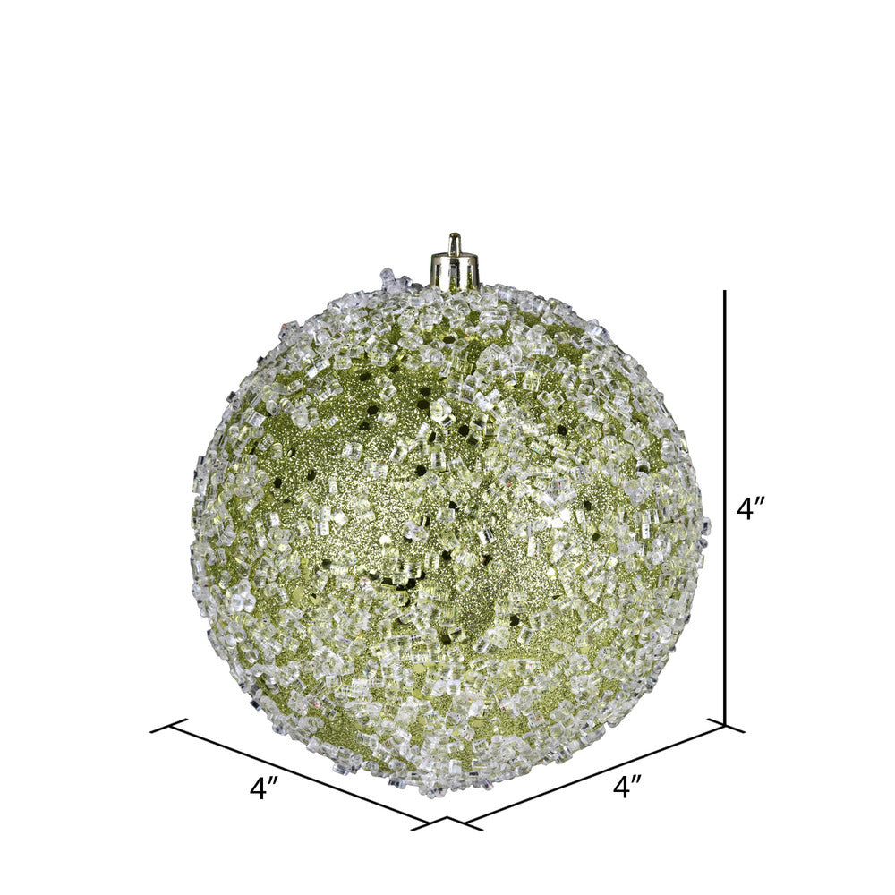 Vickerman 4" Lime Glitter Hail Ball Ornament 6 per Bag