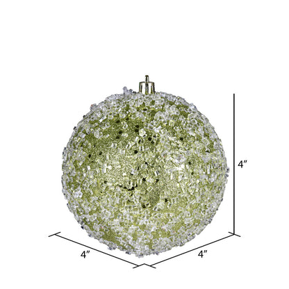 Vickerman 4" Lime Glitter Hail Ball Ornament 6 per Bag