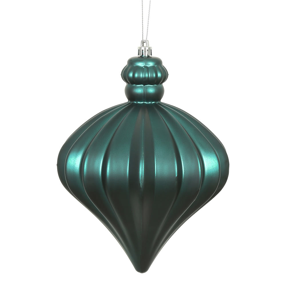 Vickerman 6" Sea Blue Matte Onion Drop Christmas Ornament 4 per Bag