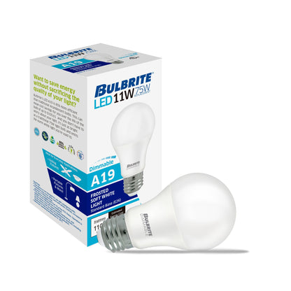 Bulbrite 774267 LED Filament 11 Watt Dimmable A19 Light Bulb with Frost Finish and Medium Screw E26 Base - 3000K(Soft White Light), 1100 Lumens