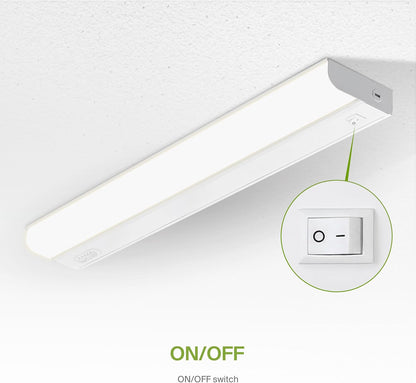 ASD Lighting LED Under Cabinet Bullnose 24" 12W 120V Dimmable CCT Selectable 2700/3000/3500/4000/5000K Hardwired, On/Off Switch, White UL 2pack