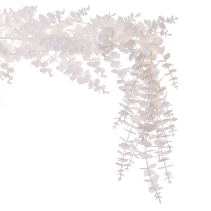 Vickerman 6' White Artificial Eucalyptus Snowy Garland.