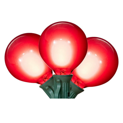 Vickerman 15Lt Red LED Glass G50-E12 Filament End-Connecting Set with Green 20AWGXTW Wire and 6"x12"x6" Bulb Spacing. 120V-.6W.  UL Approved.