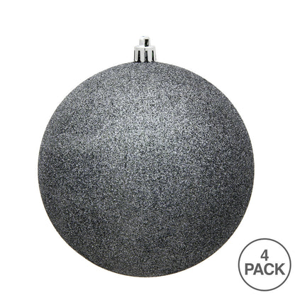 Vickerman 4.75" Pewter Glitter Ball Ornament 4 per Bag
