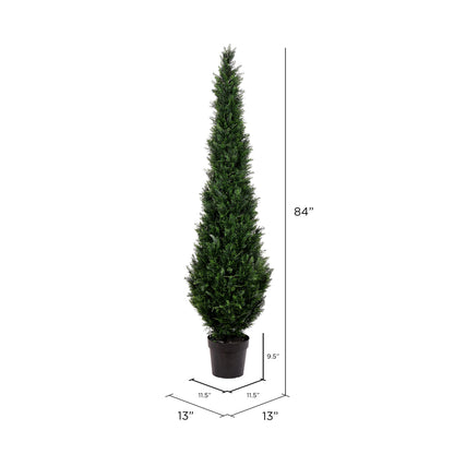 Vickerman 7' Artificial Potted Green Cedar Tree.