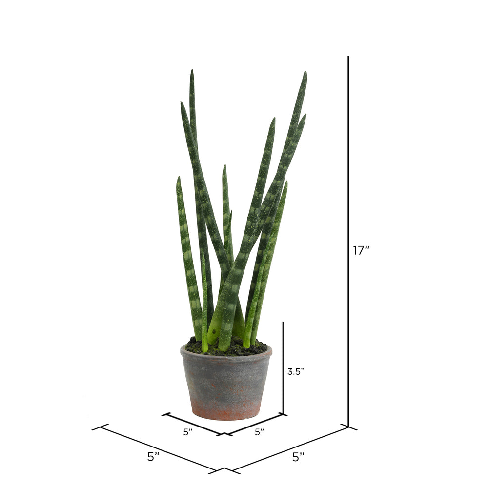 Vickerman 17" Artificial Green Tiger Tail Plant in Paper Pot.