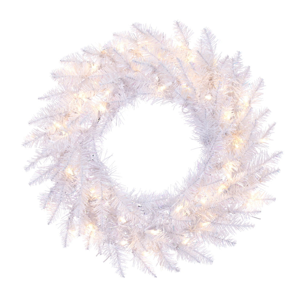 Vickerman 24" Sparkle White Spruce Artificial Christmas Wreath Pure White LED Lights