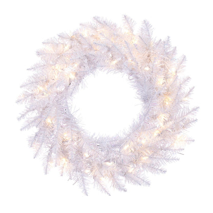 Vickerman 24" Sparkle White Spruce Artificial Christmas Wreath Pure White LED Lights