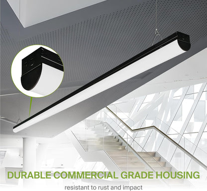 ASD Lighting LED Striplight Fixture with Q-base 8feet Power Adjustable 65/75/90W 120-277V CCT Selectable 3500/4000/5000K Dimmable Black UL DLC Standard