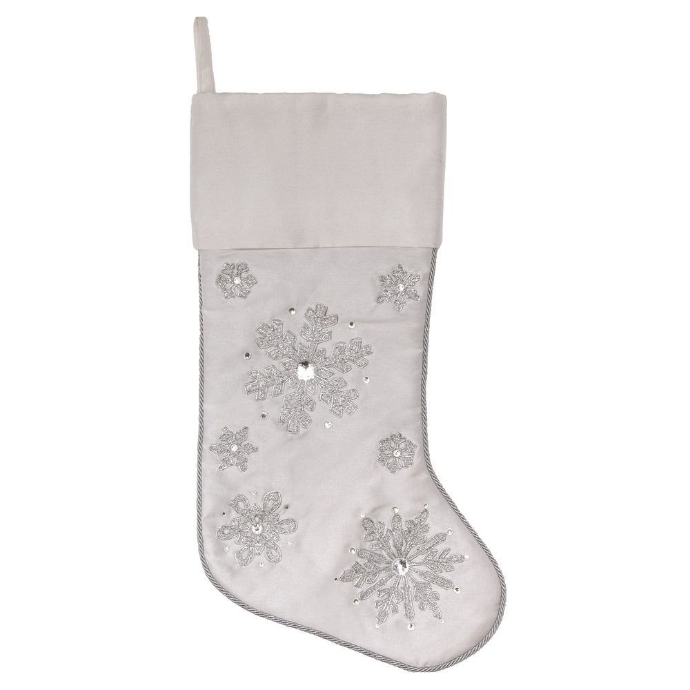 Vickerman 19" White Snowflake Christmas Stocking