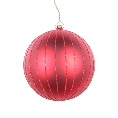 Vickerman 4" Red Matte Glitter Ball Christmas Ornament 4 pieces per bag