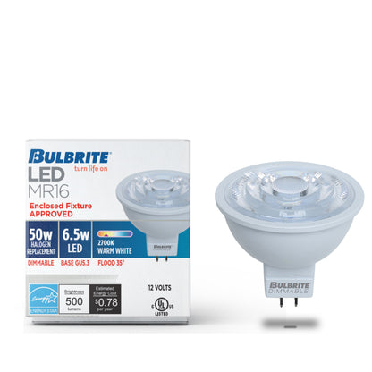 Bulbrite 771085 LED 6 Watt MR16 Light Bulb with a GU5.3 Base - 2700K (Warm White Light) 500 Lumens
