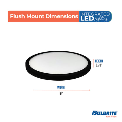 Bulbrite 773609 9 in.Round 17-Watt 3000K LED Flush Mount Light, 1400 Lumens, Black