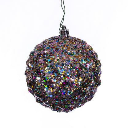 Vickerman 4" Multi-color Sequin Glitter Diamond Bauble Christmas Ornament 6 pieces per bag