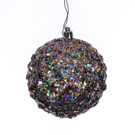 Vickerman 4" Multi-color Sequin Glitter Diamond Bauble Christmas Ornament 6 pieces per bag