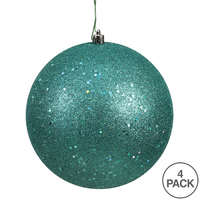 Vickerman 4.75" Teal Sequin Ball Ornament 4 per Bag