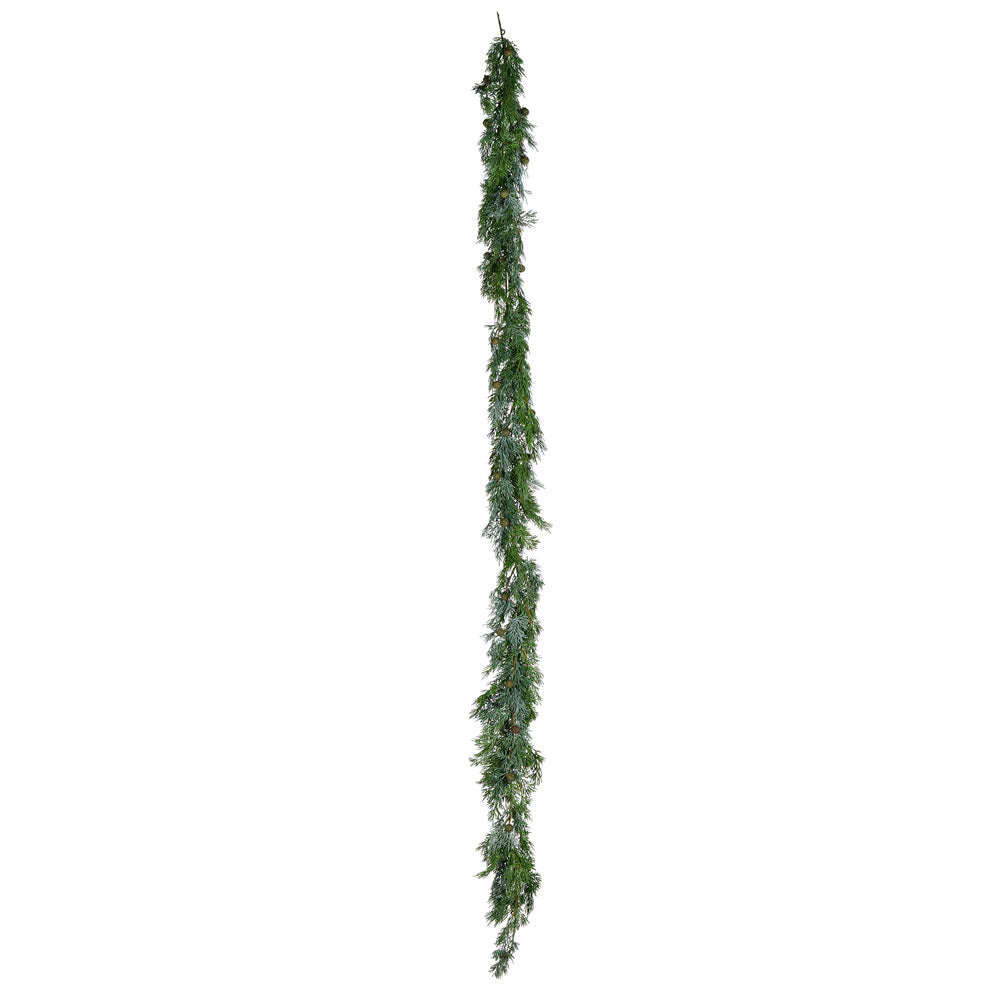 Vickerman 73" Green Stovall Cedar Pine  Artificial Christmas Garland Unlit