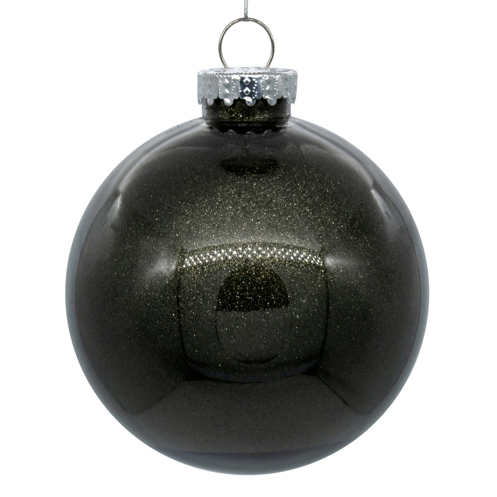 Vickerman 6" Clear Ball Christmas Ornament with Gunmetal Glitter Interior 4 Pieces per bag