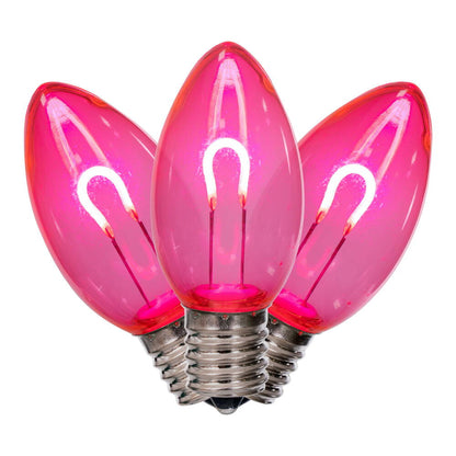 Vickerman C9 Transparent U-Shaped Filament Pink Bulb, E17 Base, .6 Watts, 25 Pcs Assorted/Bag.  Colors included are Blue, Red, Green, Purple and Amber.