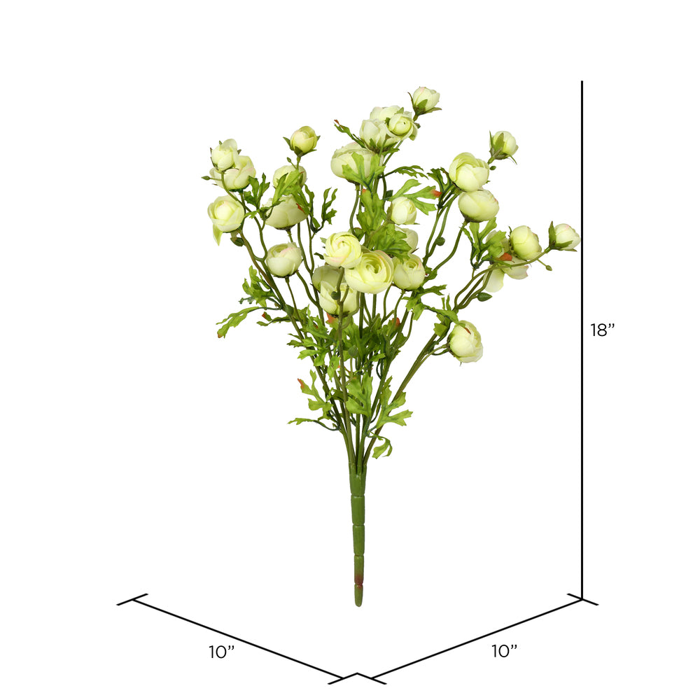 Vickerman 18" Artificial Light Green Ranunculus Bush.