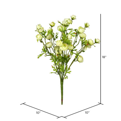Vickerman 18" Artificial Light Green Ranunculus Bush.