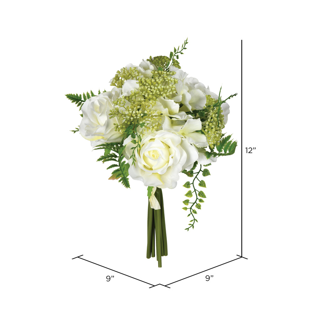 Vickerman 12'' Artificial White Rose Bouquet Pack of 2