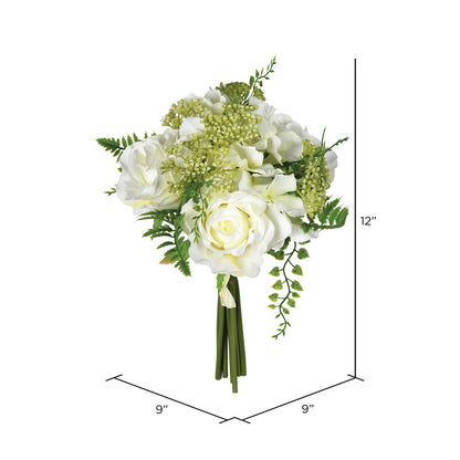 Vickerman 12'' Artificial White Rose Bouquet Pack of 2