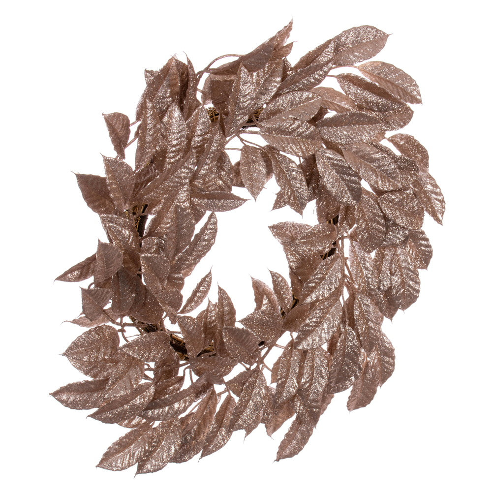Vickerman 24" Café Latte Artificial Gardenia Glitter Wreath.
